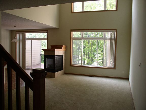 large open living room with fireplace 