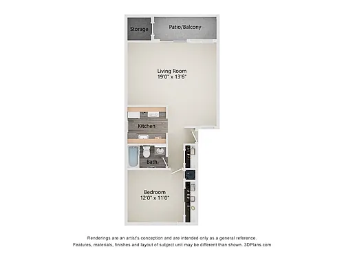 Floor plan One Bedroom & One Bath