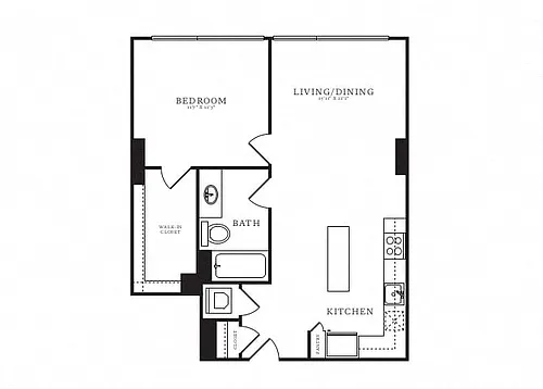 Floor plan 1 Bed/1 Bath-B7B