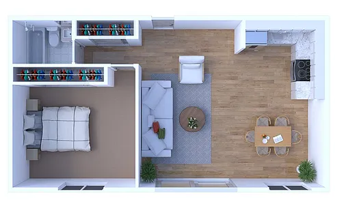 Floor plan 1BR - 1BTH Upgraded