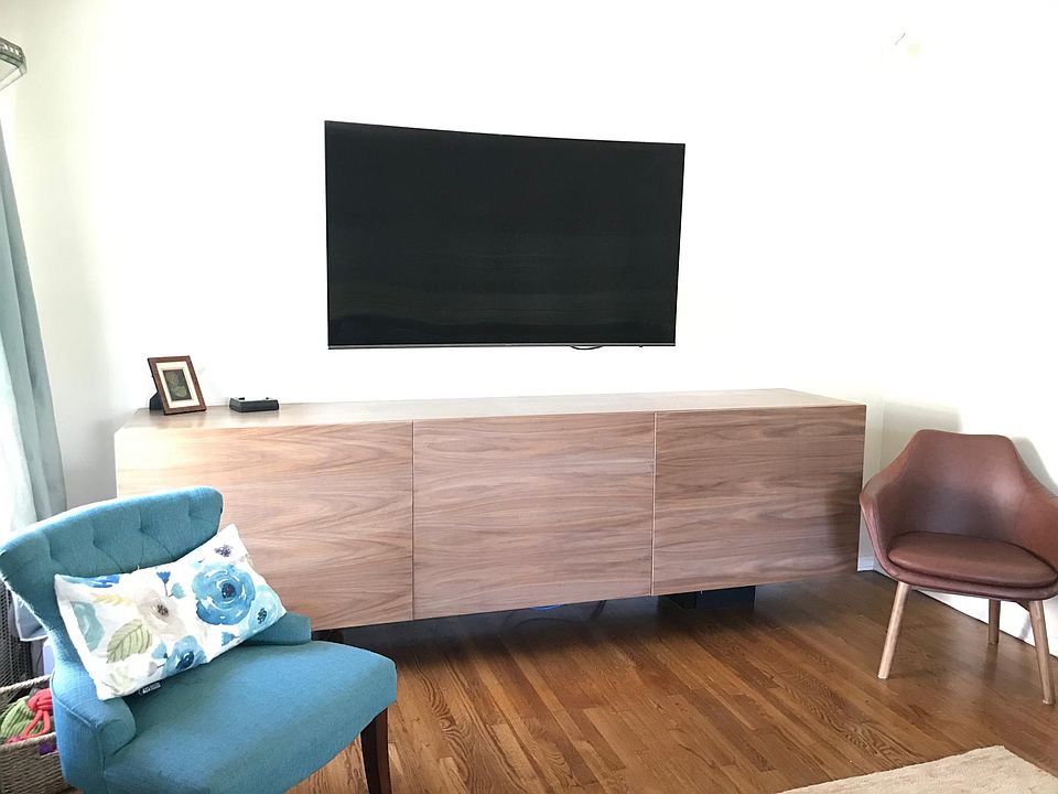 Living room - 65 inch TV and custom media cabinet