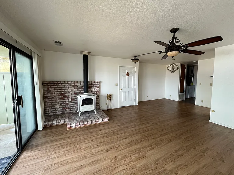 Living room and dining area.