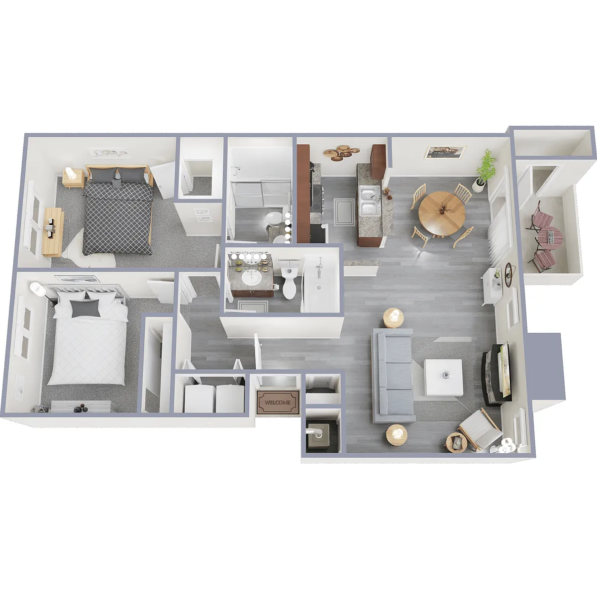 Floor plan 2B Two Bedroom Flat Renovated