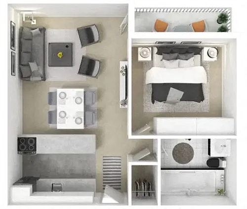 Floor plan One Bedroom One Bath