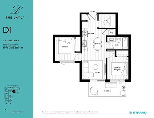 Floor plan 2 BR + DEN