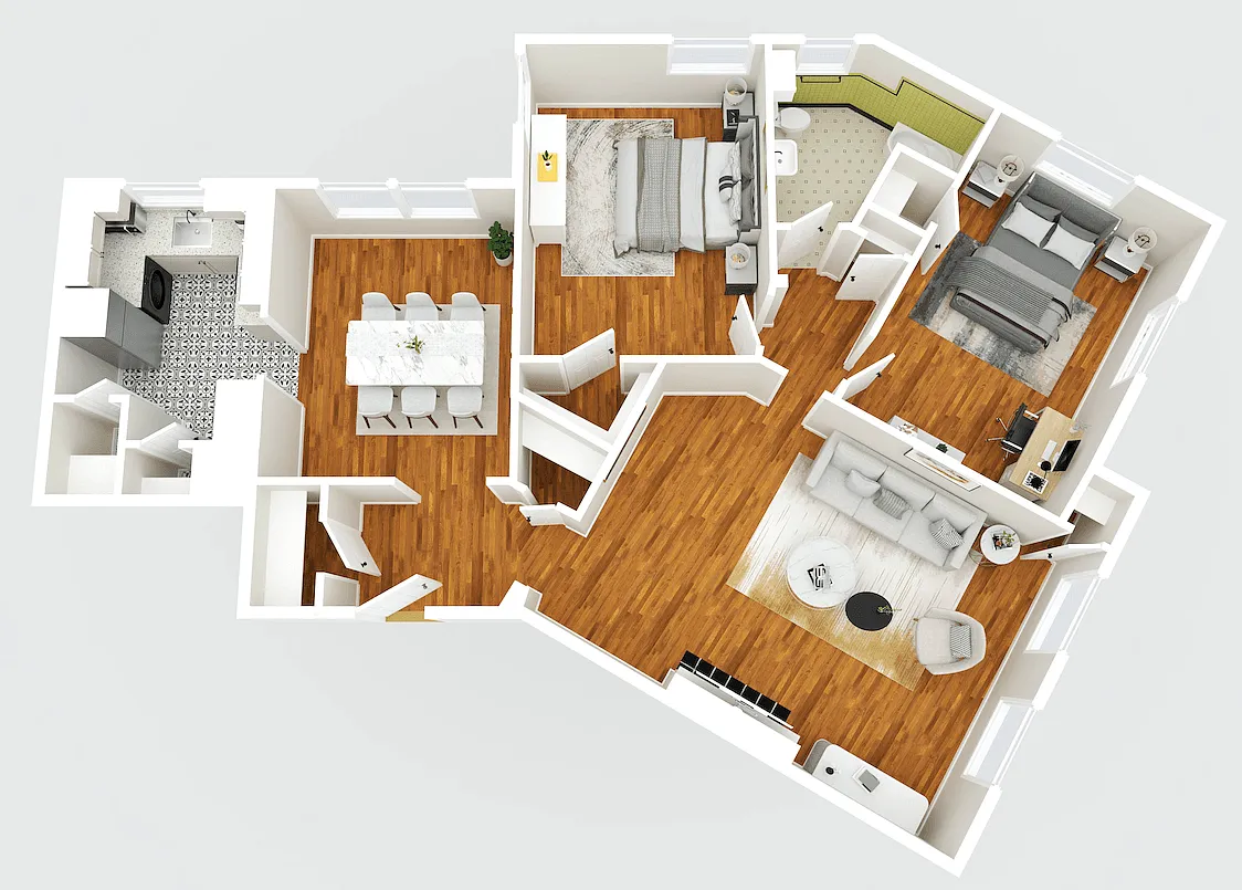 Floor plan Williamsburg - 2 Bedroom, 1 Bathroom