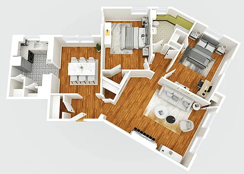 Floor plan Williamsburg - 2 Bedroom, 1 Bathroom