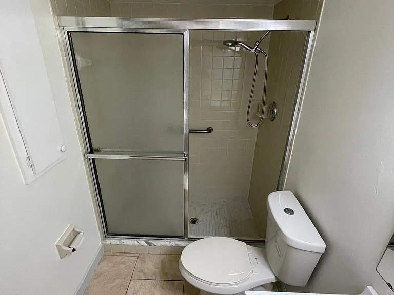 ... with a spacious walk in shower.