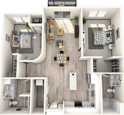 2 bedroom, 2 bathroom 2 bedroom, 2 bathroom