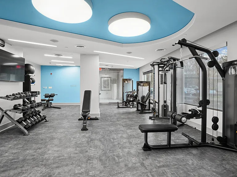 Fitness center with strength training equipment