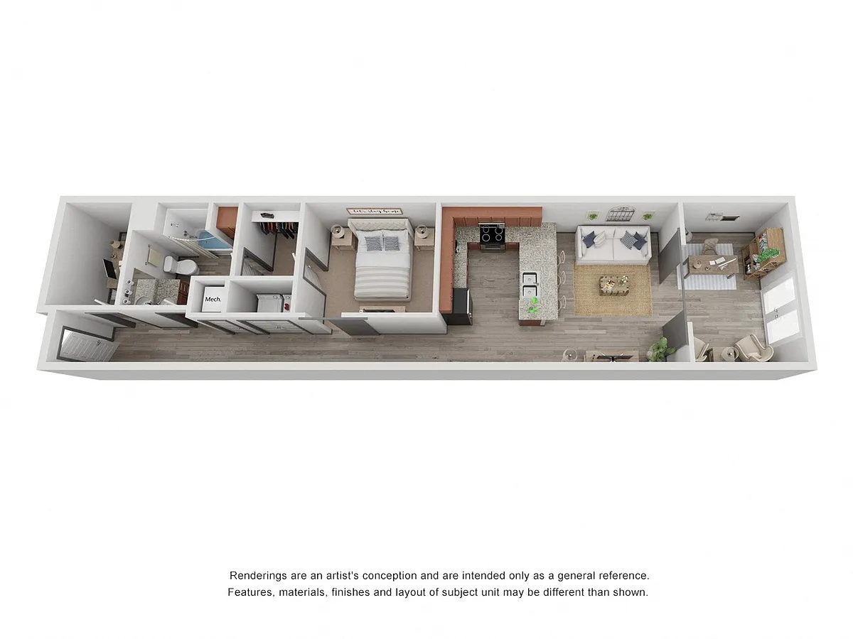 Floor plan 1Bed 1 Bath Work