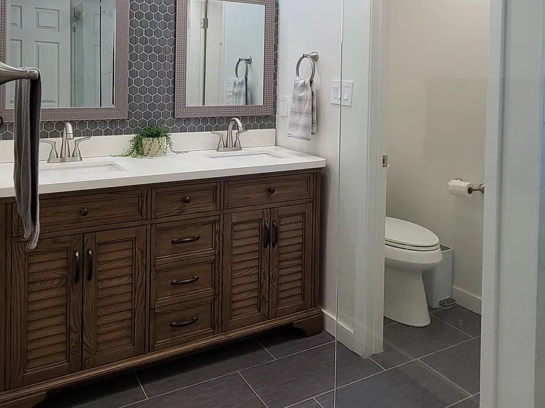 Spa like Master Bath with hex tiles
