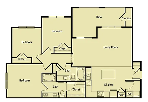 Floor plan Two-bedroom/two-bath