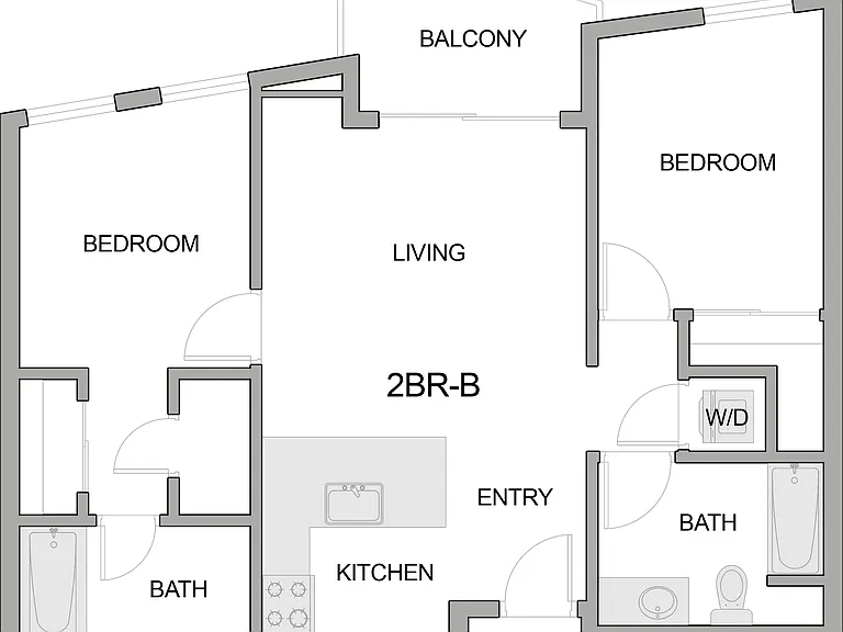 2D Floor Plan Rendering of a Two-Bedroom Apartment 2D Floor Plan Rendering of a Two-Bedroom Apartment