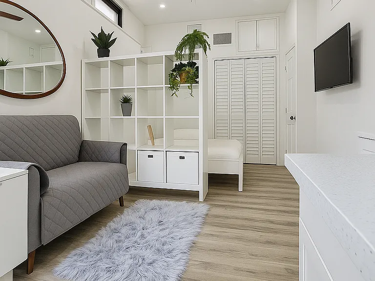 Chic, fully furnished private studio featuring modern upgrades, airy open layout, and pristine cleanliness for ultimate comfort!