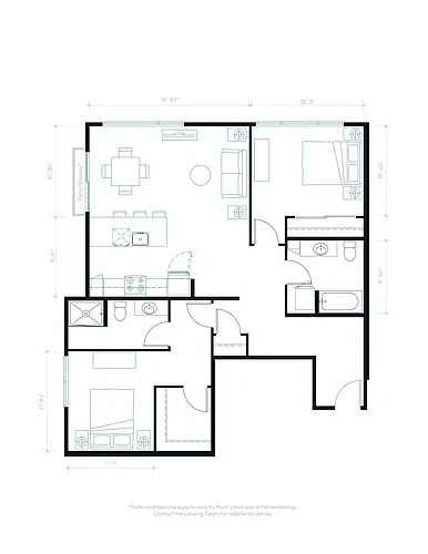 Floor plan Two Bedroom Two Bath A