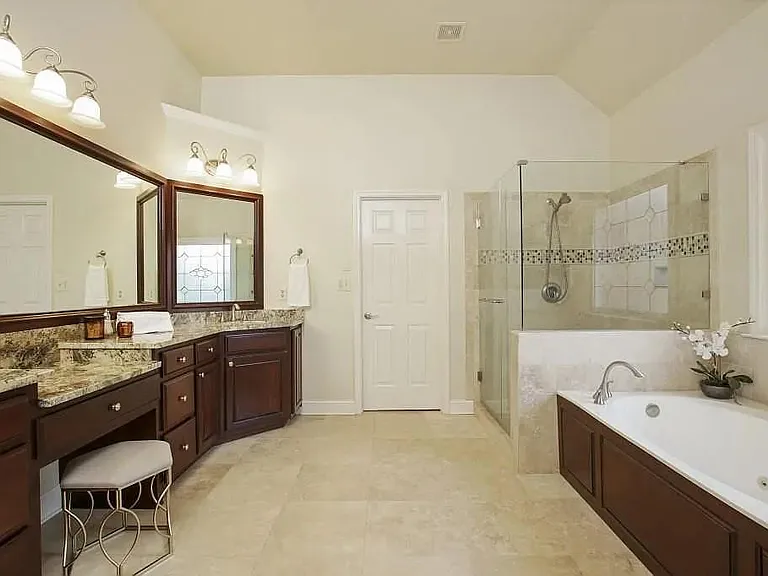 Master Bathroom in Master Bedroom with Entry to Closet