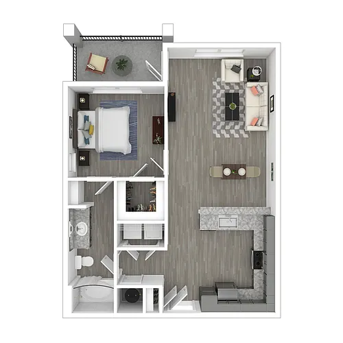 Floor plan 1 Bedroom 1A