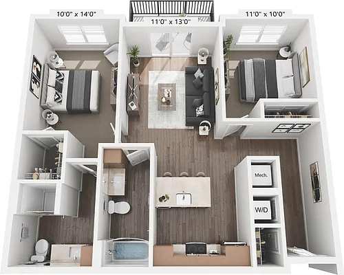 Floor plan 2 Bed 2 Bath - 2L