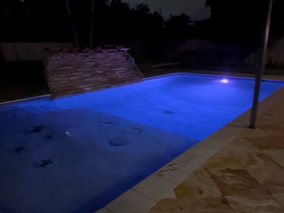 Backyard pool with waterfall