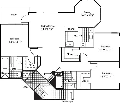 Floor plan Three Bed C-1 - Phase II