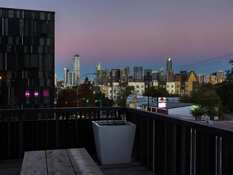 Scenic Skyline Views From Outdoor Patio at Lamar Union Apartments