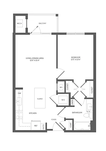 Floor plan 1 Bed/1 Bath-A3
