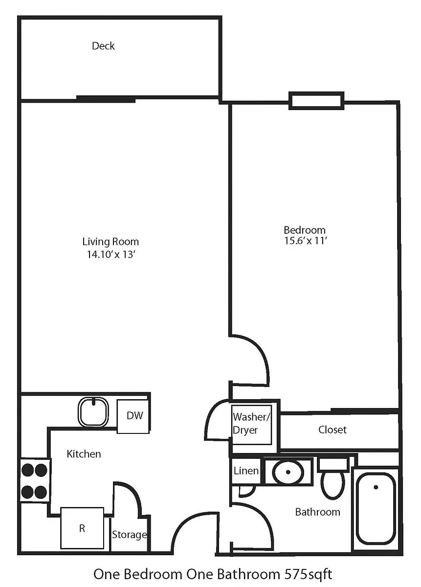 Floor plan One Bedroom - Renovated