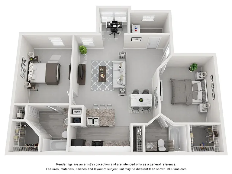 A 3D floor plan rendering of The Eagle.