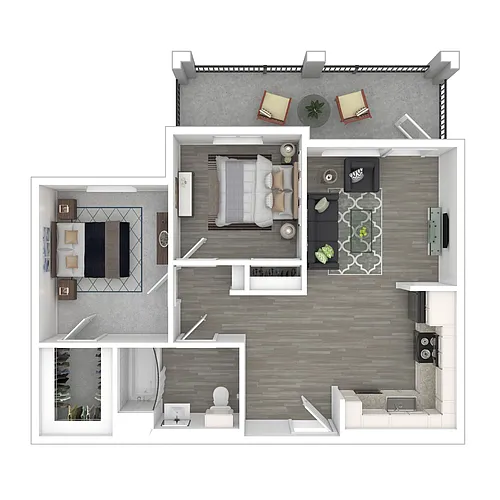 Floor plan 2 Bedroom 1 Bathroom 60% AMI - Income Restricted