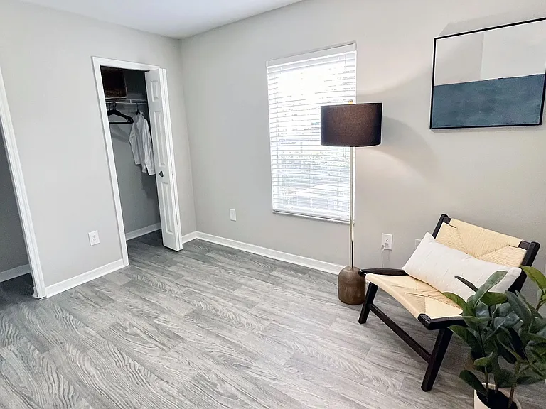 Embrace the convenience of dual closets with built-in organizers, offering ample storage and organization for your wardrobe.