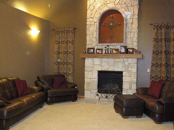 Stone fireplace in living