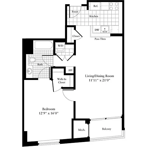 Floor plan 1 Bedroom B
