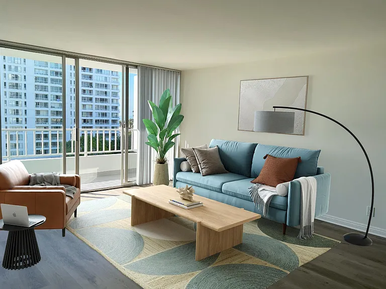 Spacious living room with balcony