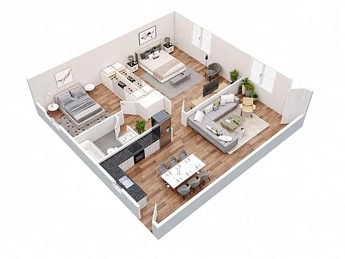 Floor plan 2 Bedroom 1 Bathroom