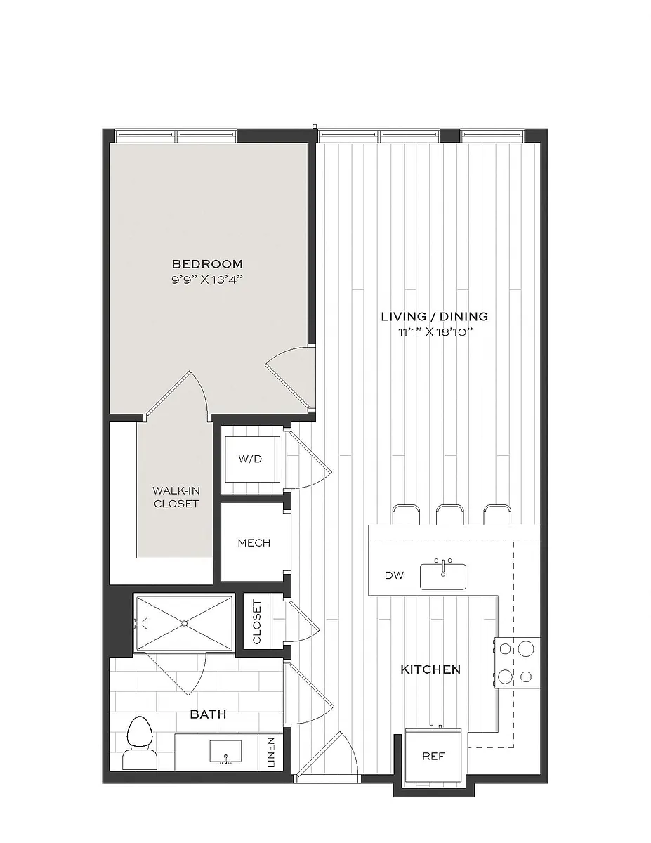 Floor plan 1 Bed/1 Bath-A3A