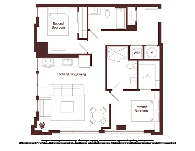 Floor plan 2 Bed - 2 Bath | bj1
