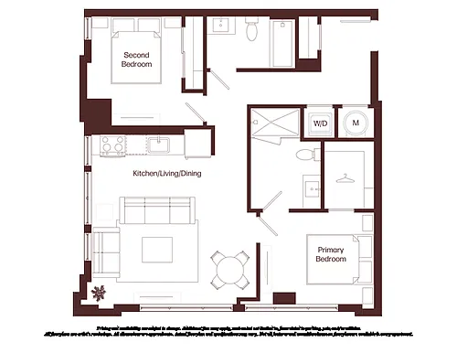Floor plan 2 Bed - 2 Bath | bj1