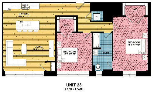 Floor plan 2 Bed | 1 Bath