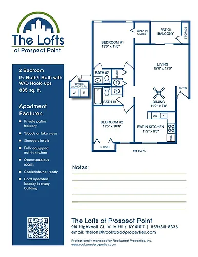 Floor plan LF-DES: 2B1.5B-885