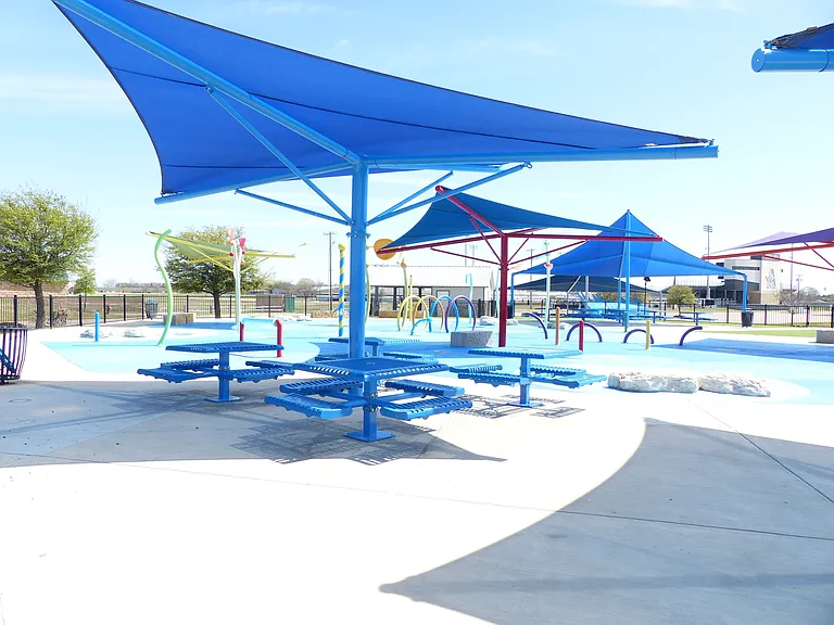 View of the picnic area at the Slayter Creek Splash Pad