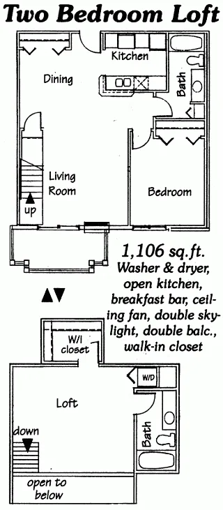 Floor plan 2 Bedroom 2 Bath Loft