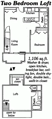 Floor plan 2 Bedroom 2 Bath Loft