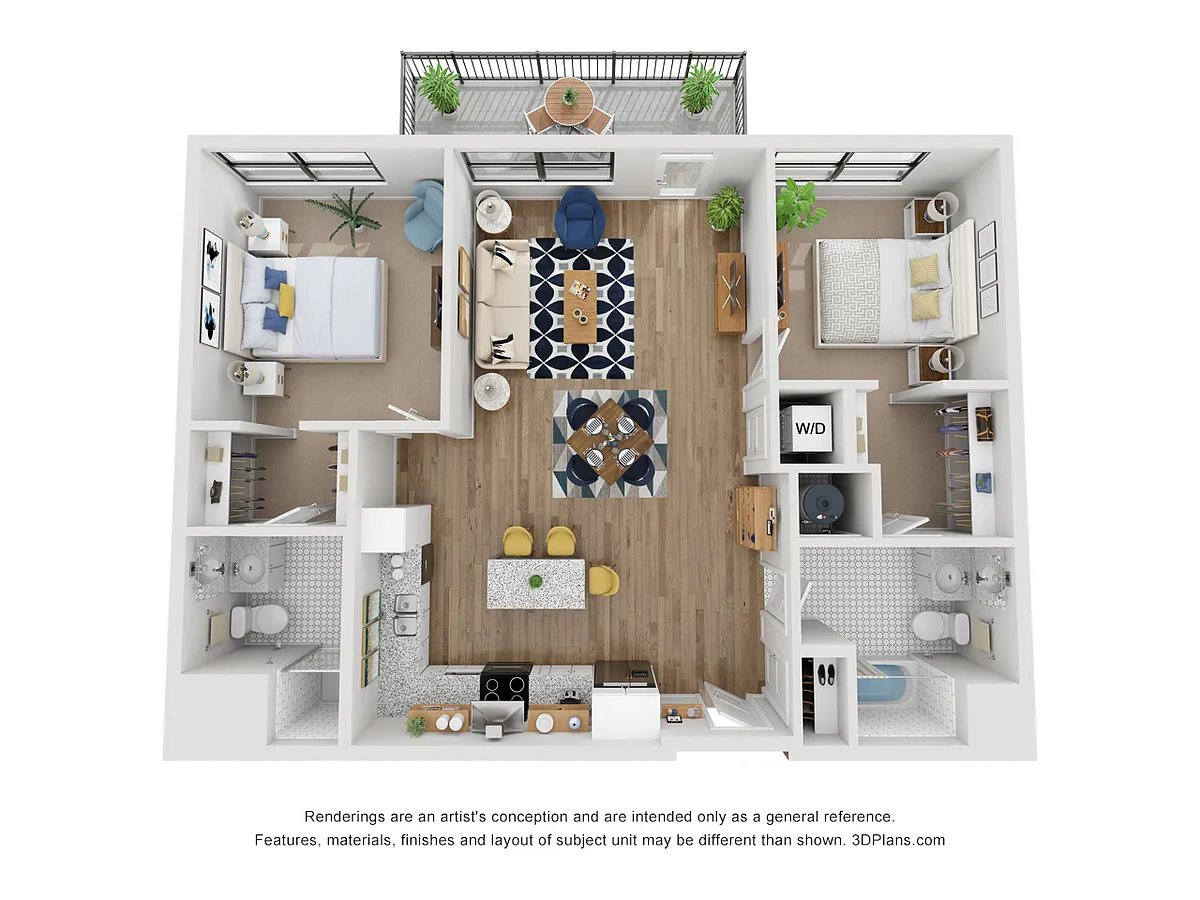 Floor plan 2 Bedroom, 2 Bathroom