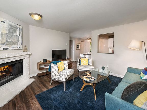 Living Room with Sliding Door & Fireplace