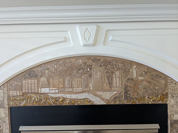Boise skyline featured above fireplace