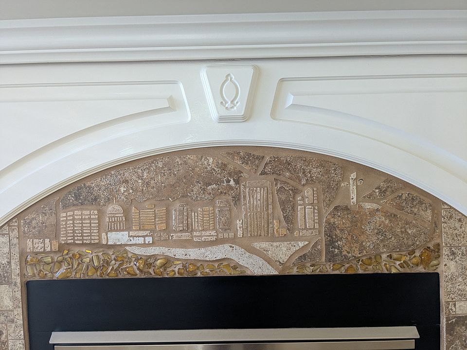 Boise skyline featured above fireplace