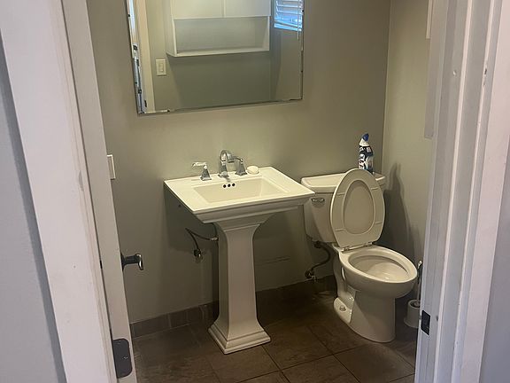 looking into the bathroom from the studio