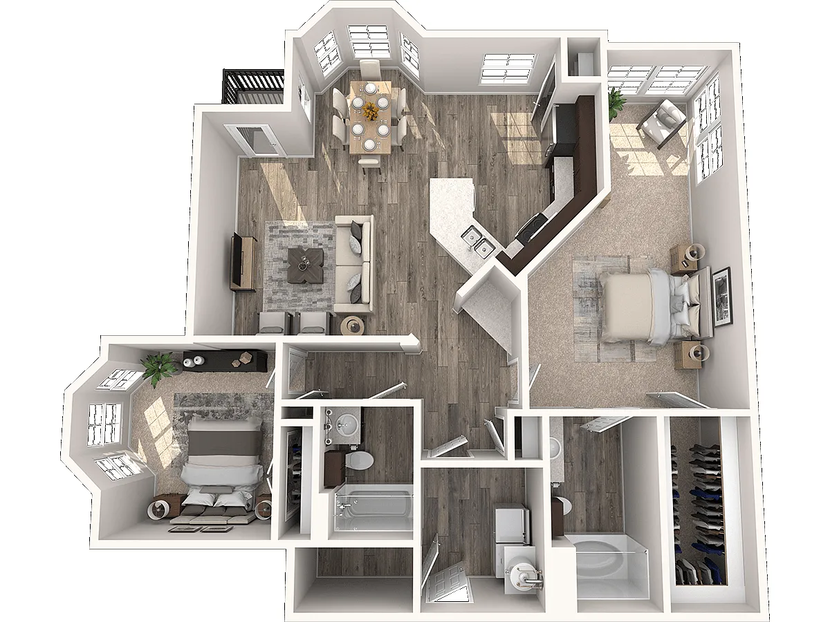 Floor plan B3 1269 Sq. Ft. 1st Fl.