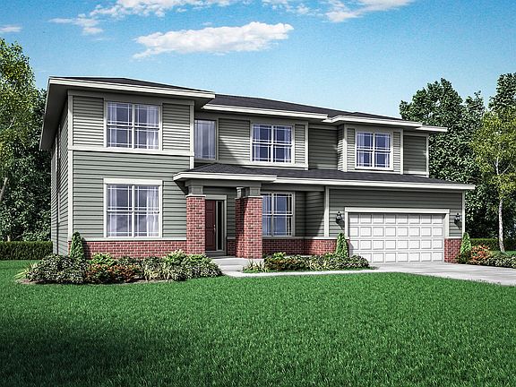Prairie exterior elevation rendering Jensen II by William Ryan Homes